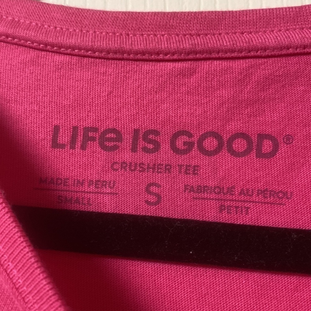 NWT LIFE IS GOOD Long Sleeve Crusher Tee Golf Pink Sz Small - Picture 4 of 7